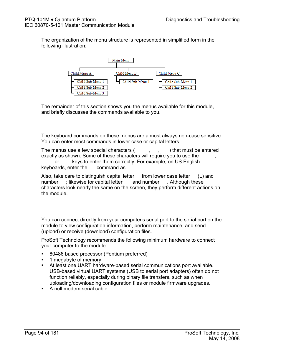 Keystrokes, Required hardware, Required | Hardware | ProSoft Technology PTQ-101M User Manual | Page 94 / 181
