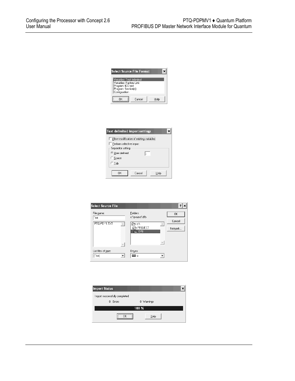 Step 4: importing the variables | ProSoft Technology PTQ-PDPMV1 User Manual | Page 116 / 306