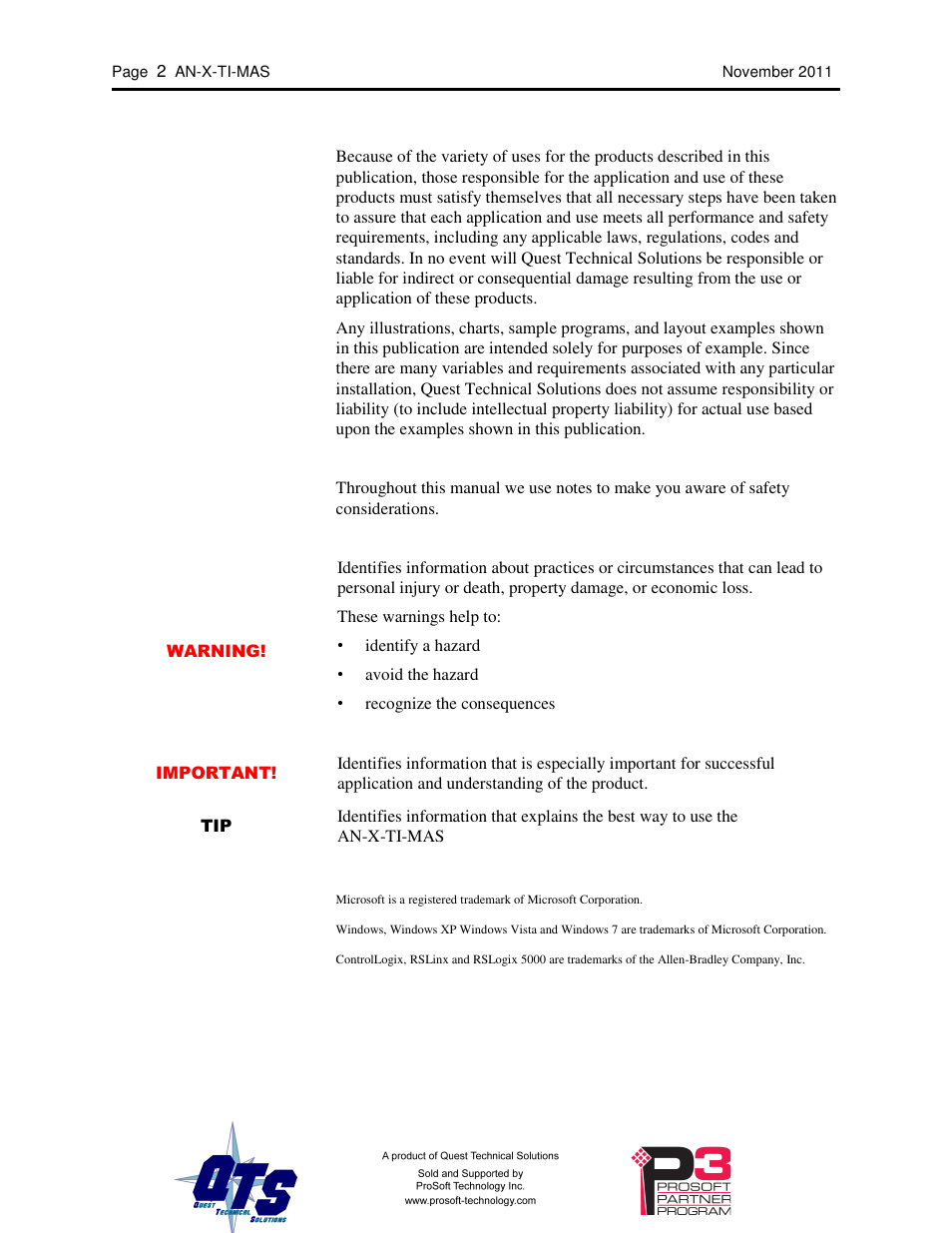 ProSoft Technology AN-X-TI User Manual | Page 2 / 73