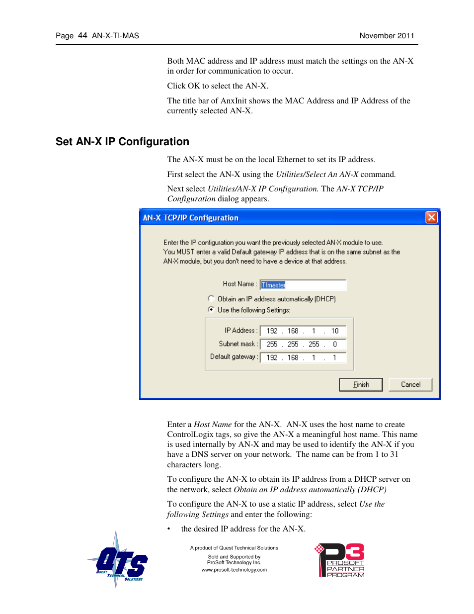Set an-x ip configuration | ProSoft Technology AN-X-TI User Manual | Page 48 / 73