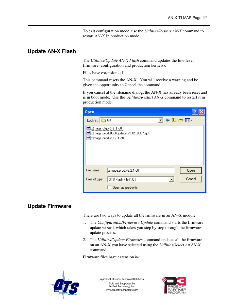 Update an-x flash, Update firmware | ProSoft Technology AN-X-TI User Manual | Page 51 / 73
