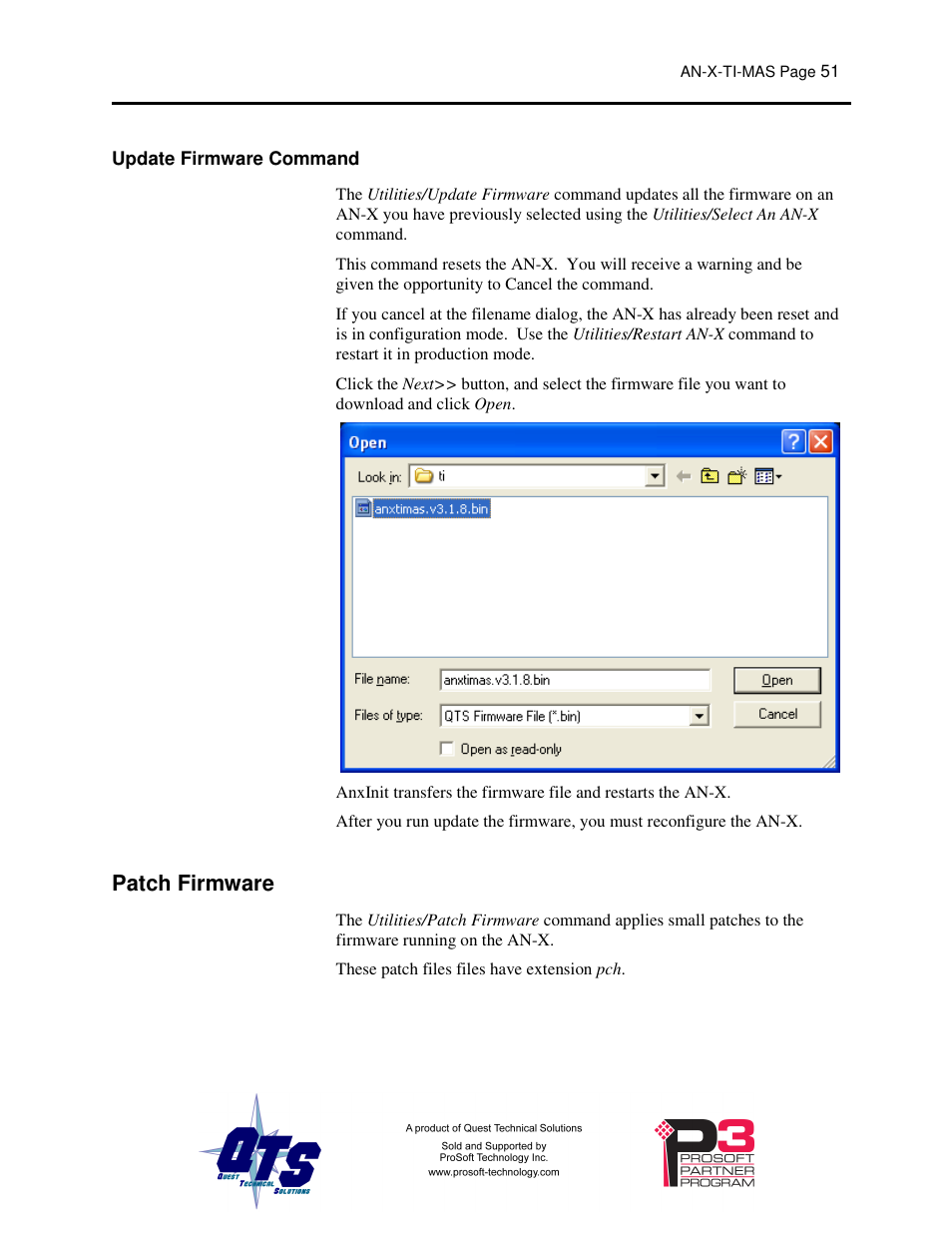 Patch firmware | ProSoft Technology AN-X-TI User Manual | Page 55 / 73