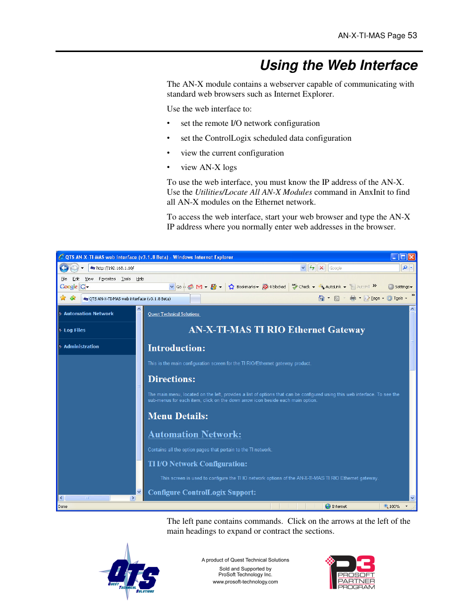 Using the web interface | ProSoft Technology AN-X-TI User Manual | Page 57 / 73