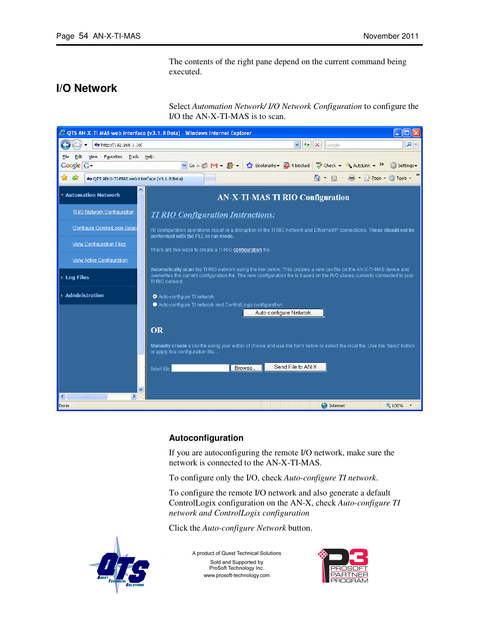 I/o network | ProSoft Technology AN-X-TI User Manual | Page 58 / 73