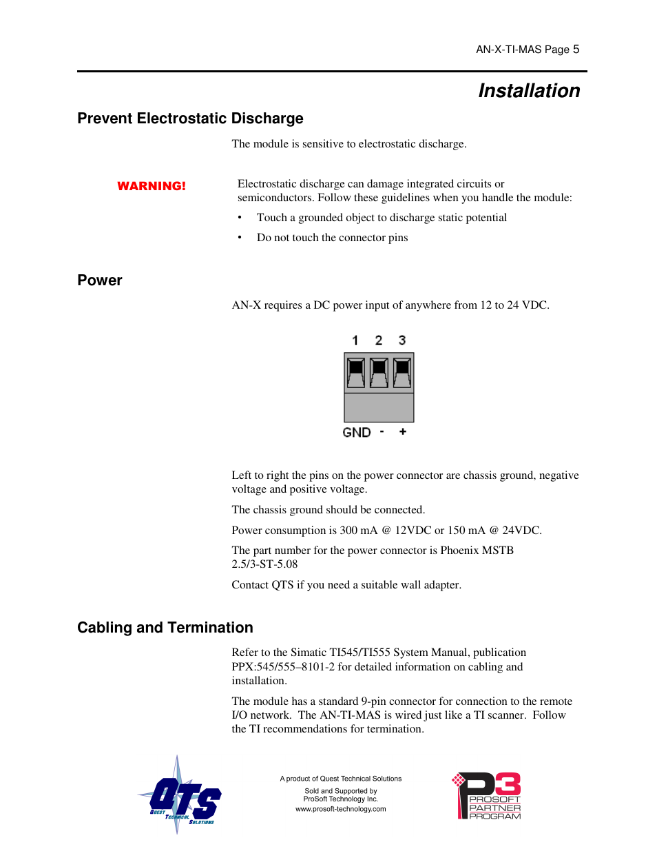 Installation | ProSoft Technology AN-X-TI User Manual | Page 9 / 73