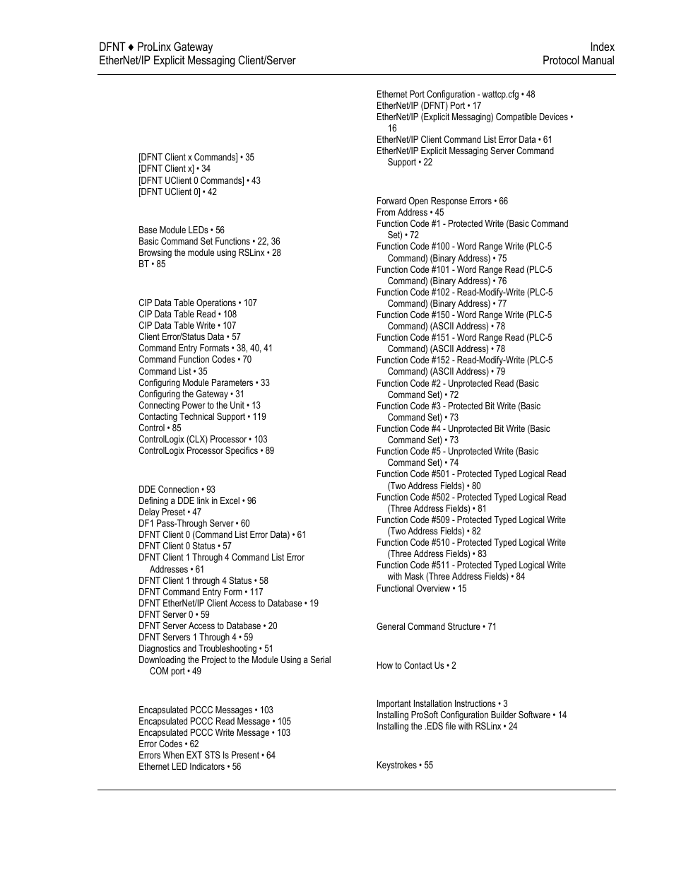 Index | ProSoft Technology 5204-DFNT-PDPMV1 User Manual | Page 123 / 124