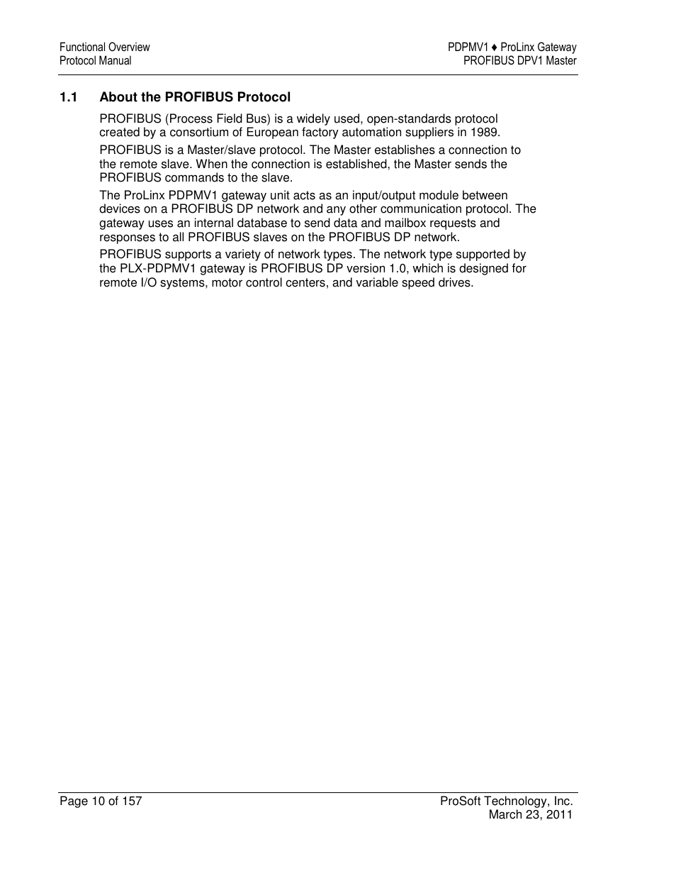 ProSoft Technology 5204-DFNT-PDPMV1 User Manual | Page 10 / 157