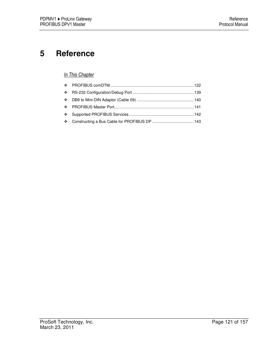 5reference | ProSoft Technology 5204-DFNT-PDPMV1 User Manual | Page 121 / 157