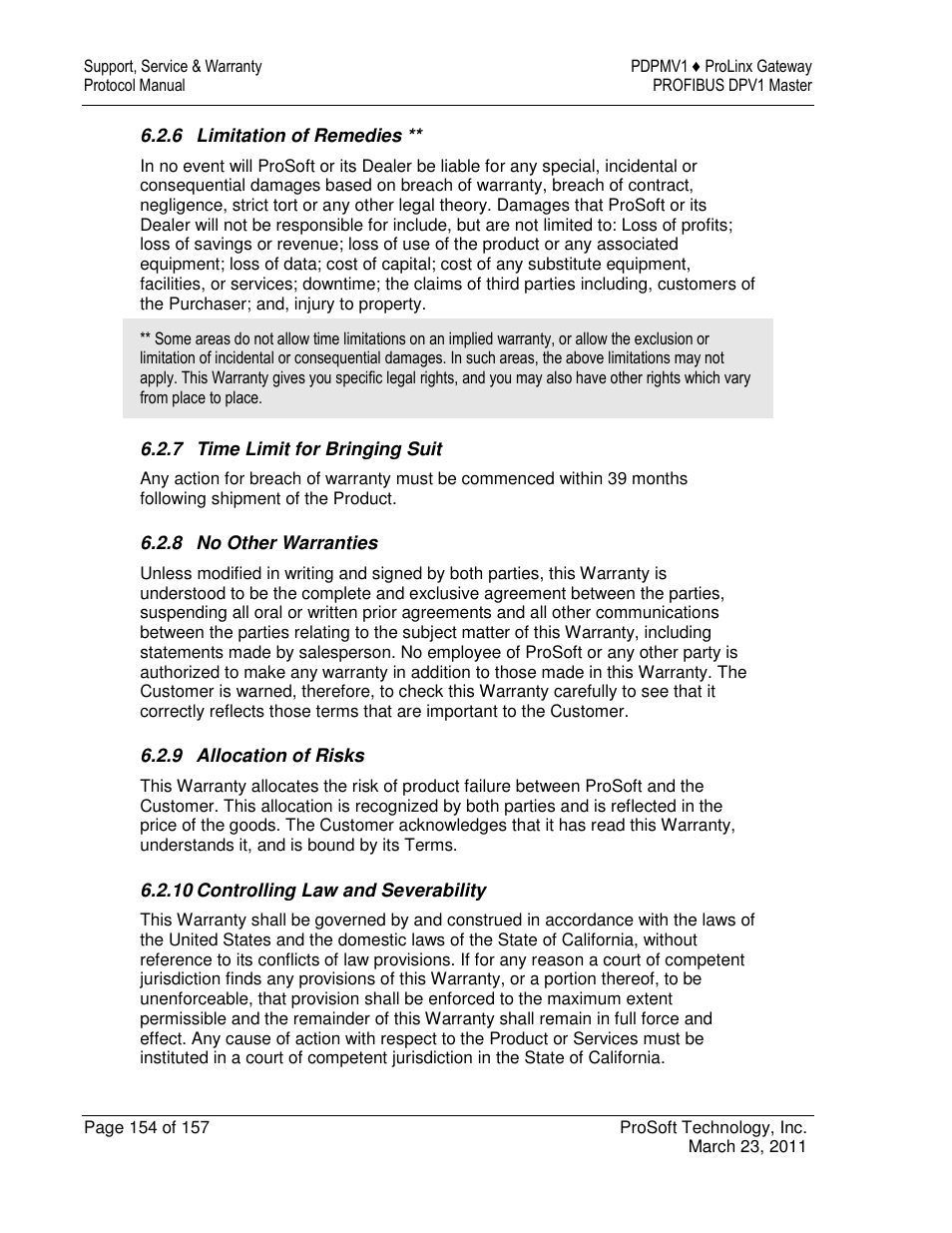 ProSoft Technology 5204-DFNT-PDPMV1 User Manual | Page 154 / 157