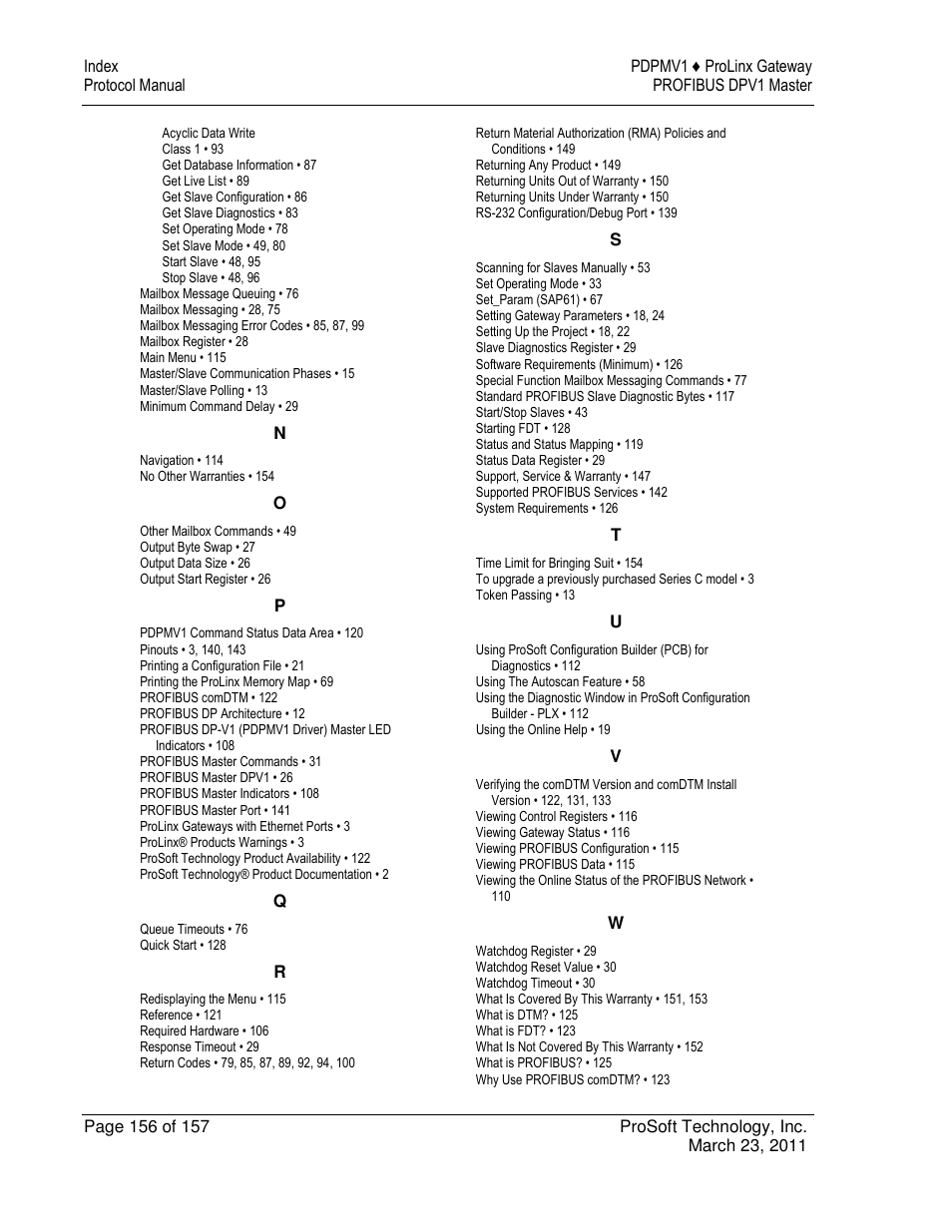 ProSoft Technology 5204-DFNT-PDPMV1 User Manual | Page 156 / 157