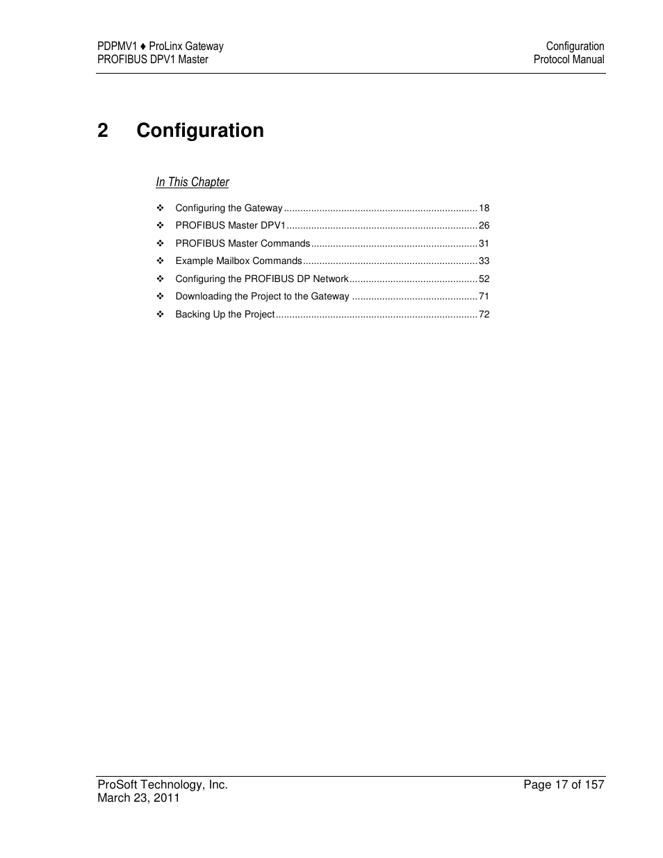 2configuration | ProSoft Technology 5204-DFNT-PDPMV1 User Manual | Page 17 / 157