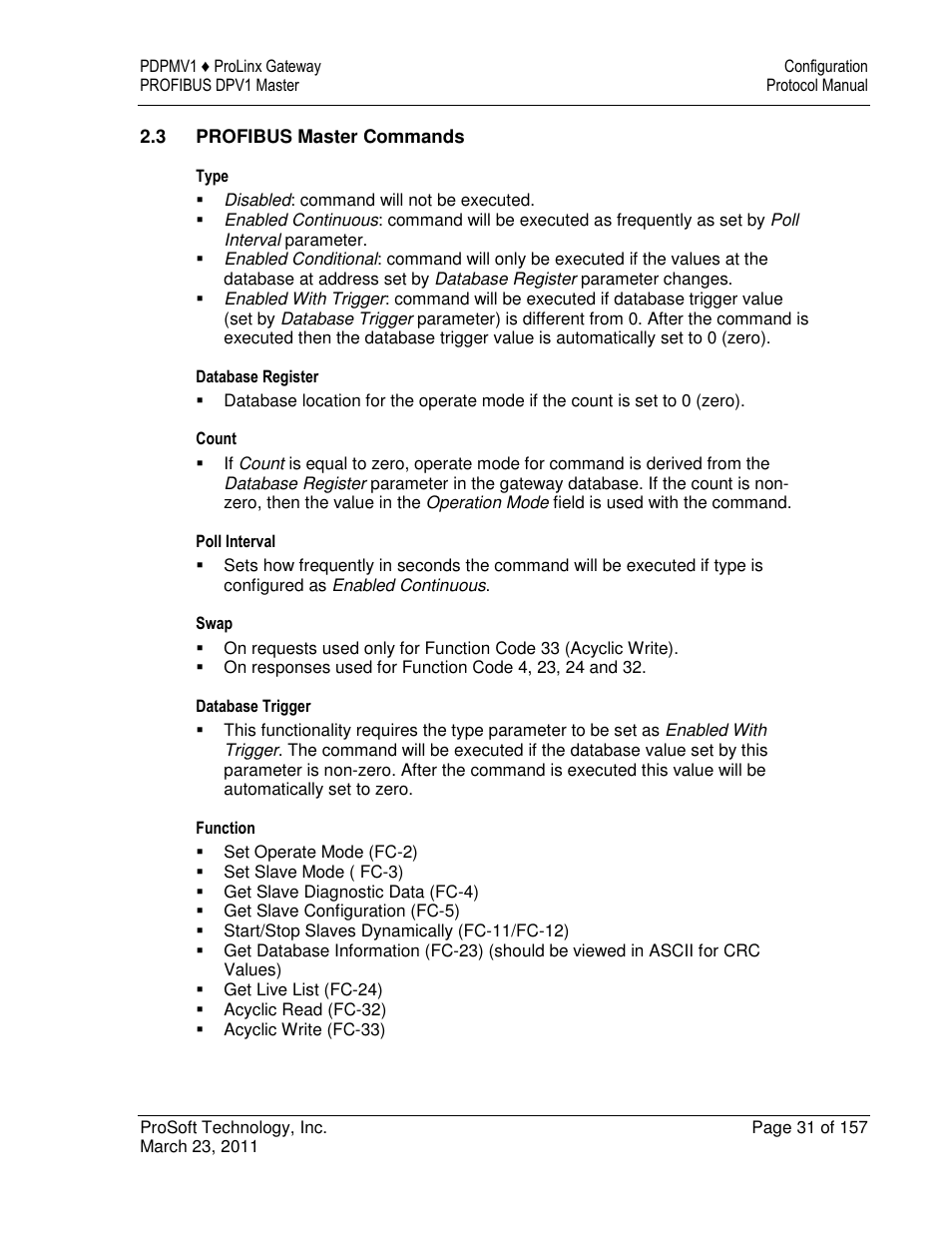 ProSoft Technology 5204-DFNT-PDPMV1 User Manual | Page 31 / 157