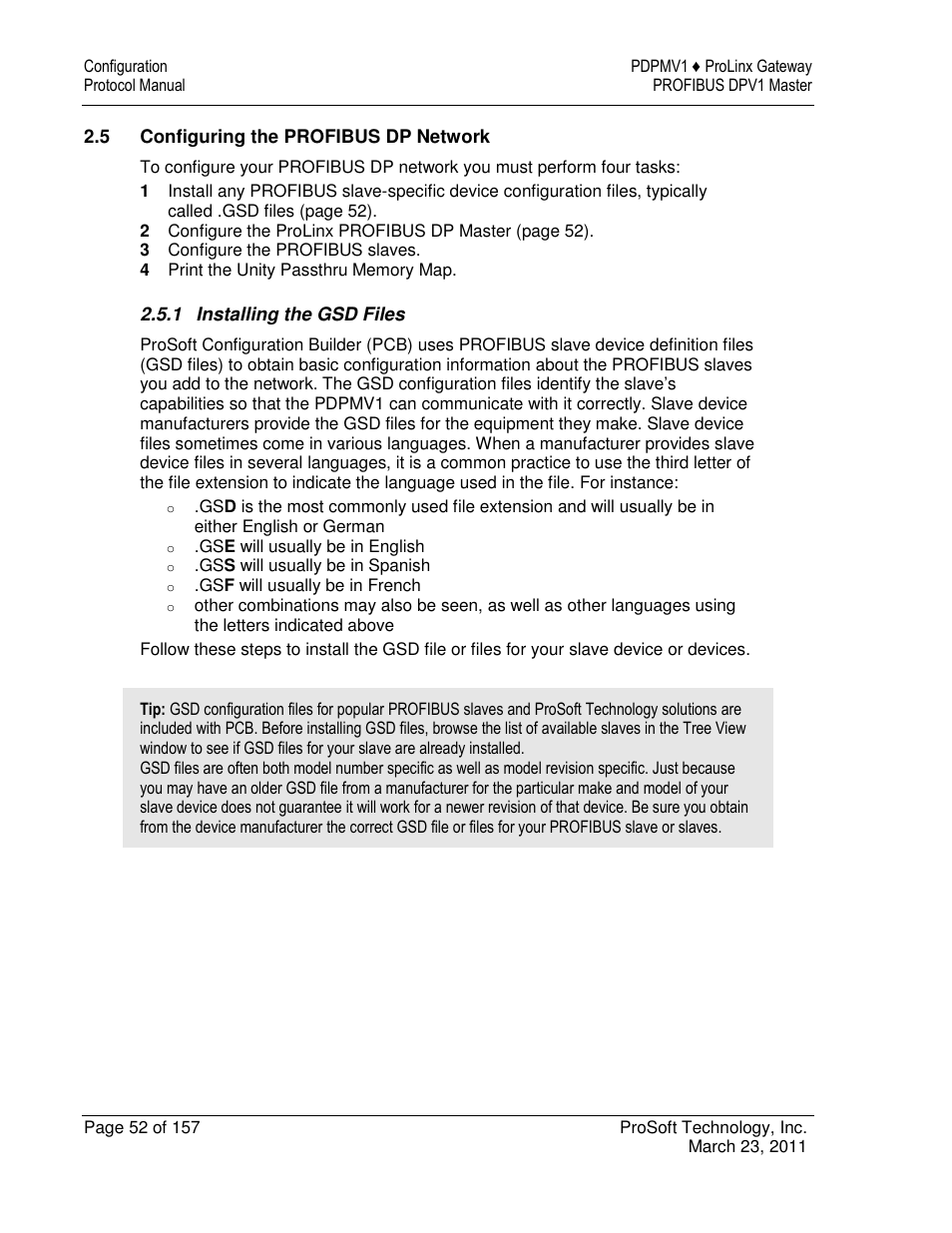 ProSoft Technology 5204-DFNT-PDPMV1 User Manual | Page 52 / 157