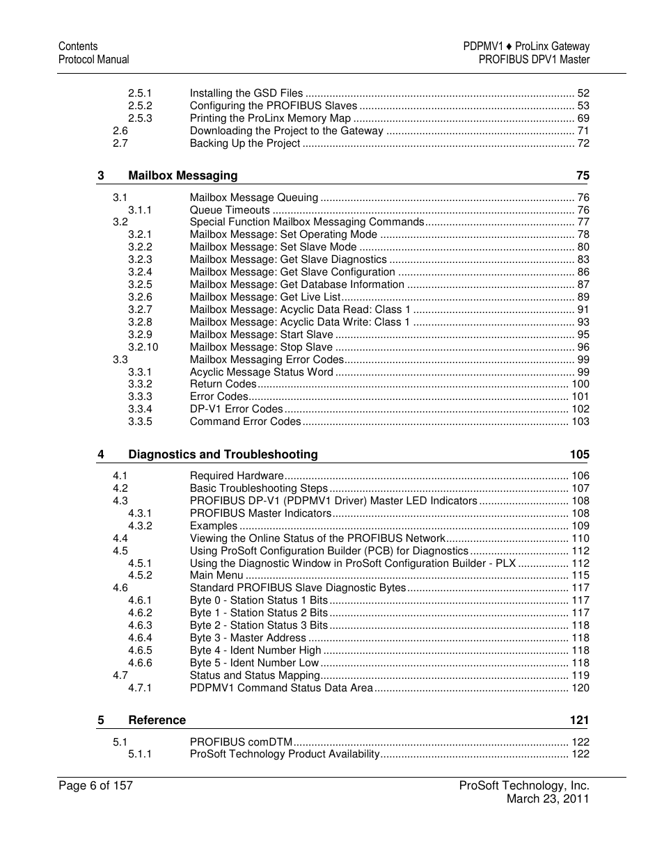 ProSoft Technology 5204-DFNT-PDPMV1 User Manual | Page 6 / 157