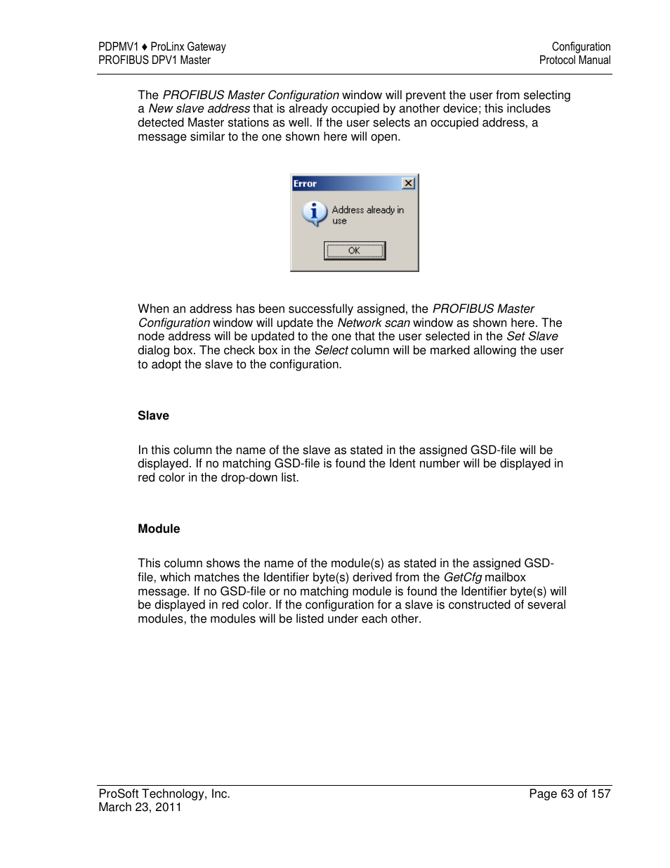 ProSoft Technology 5204-DFNT-PDPMV1 User Manual | Page 63 / 157