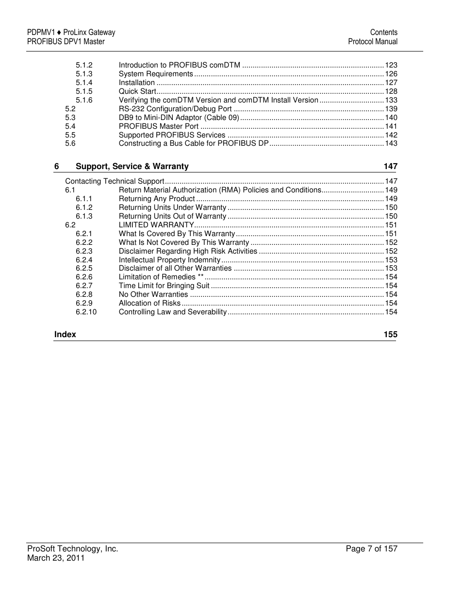 ProSoft Technology 5204-DFNT-PDPMV1 User Manual | Page 7 / 157