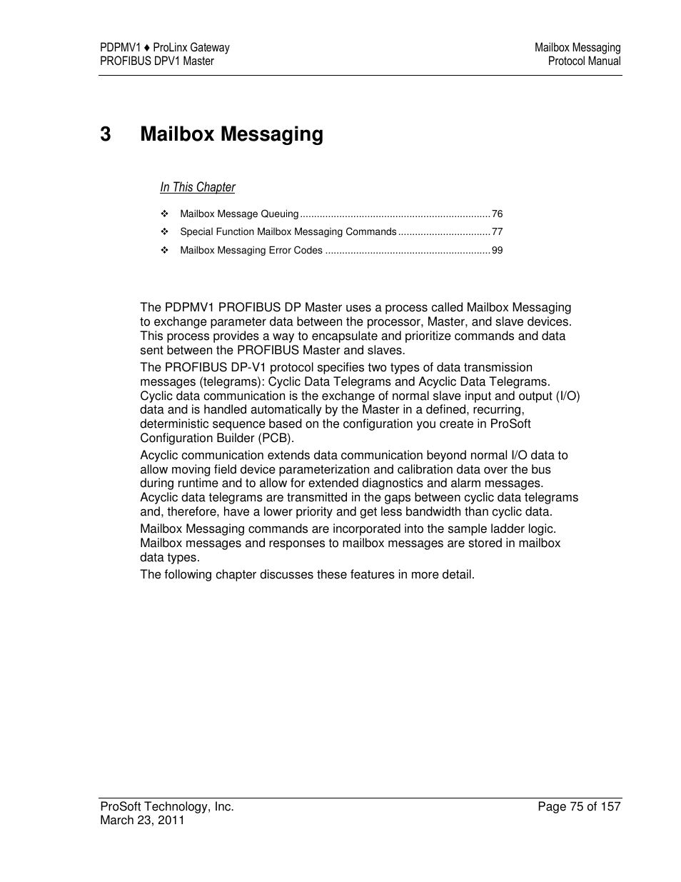 3mailbox messaging | ProSoft Technology 5204-DFNT-PDPMV1 User Manual | Page 75 / 157