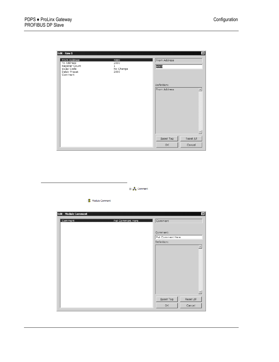 Comment entries, To add comments to your configuration file | ProSoft Technology 5205-DFNT-PDPS User Manual | Page 24 / 61