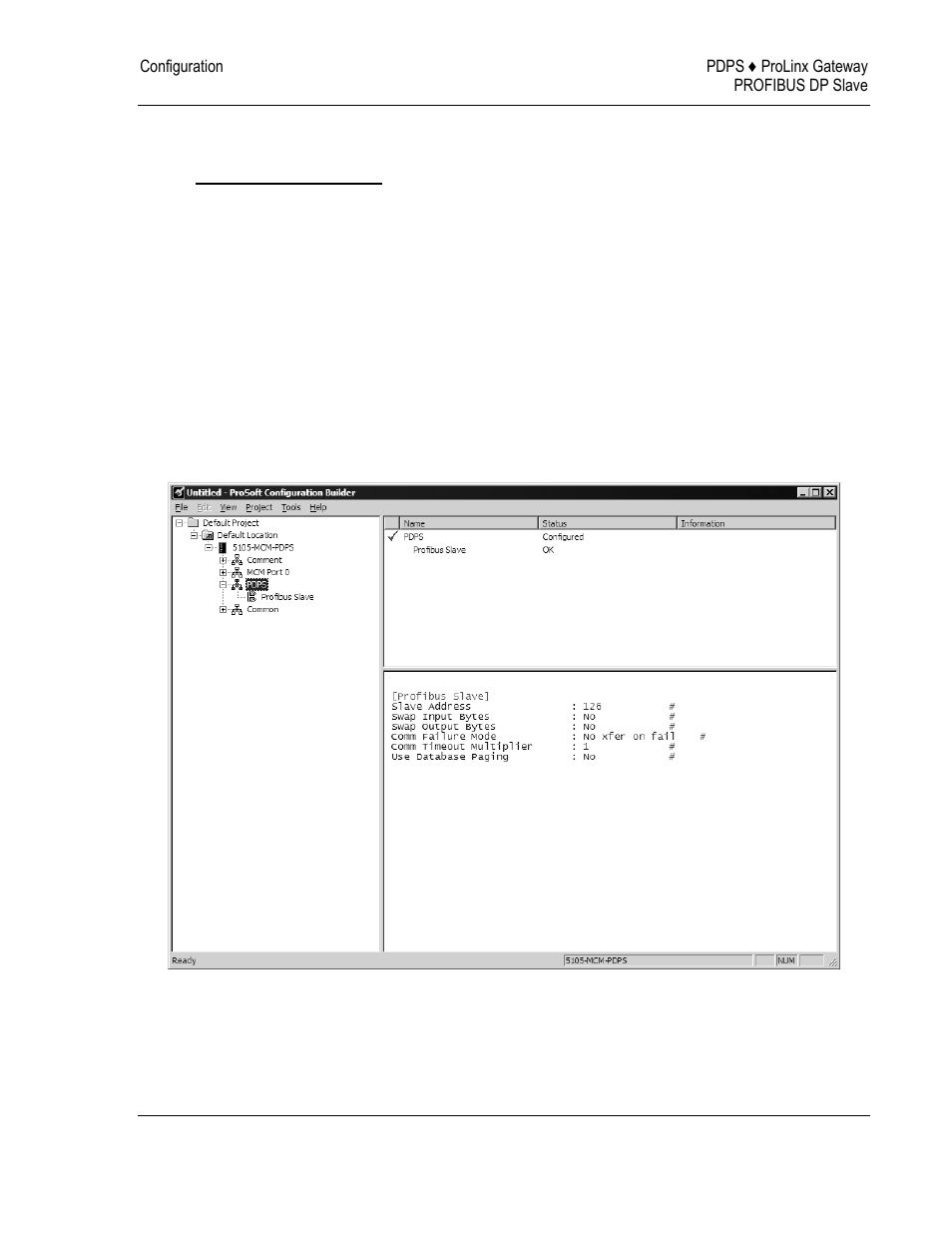 Printing a configuration file, To print a configuration file, Pdps protocol configuration | ProSoft Technology 5205-DFNT-PDPS User Manual | Page 25 / 61