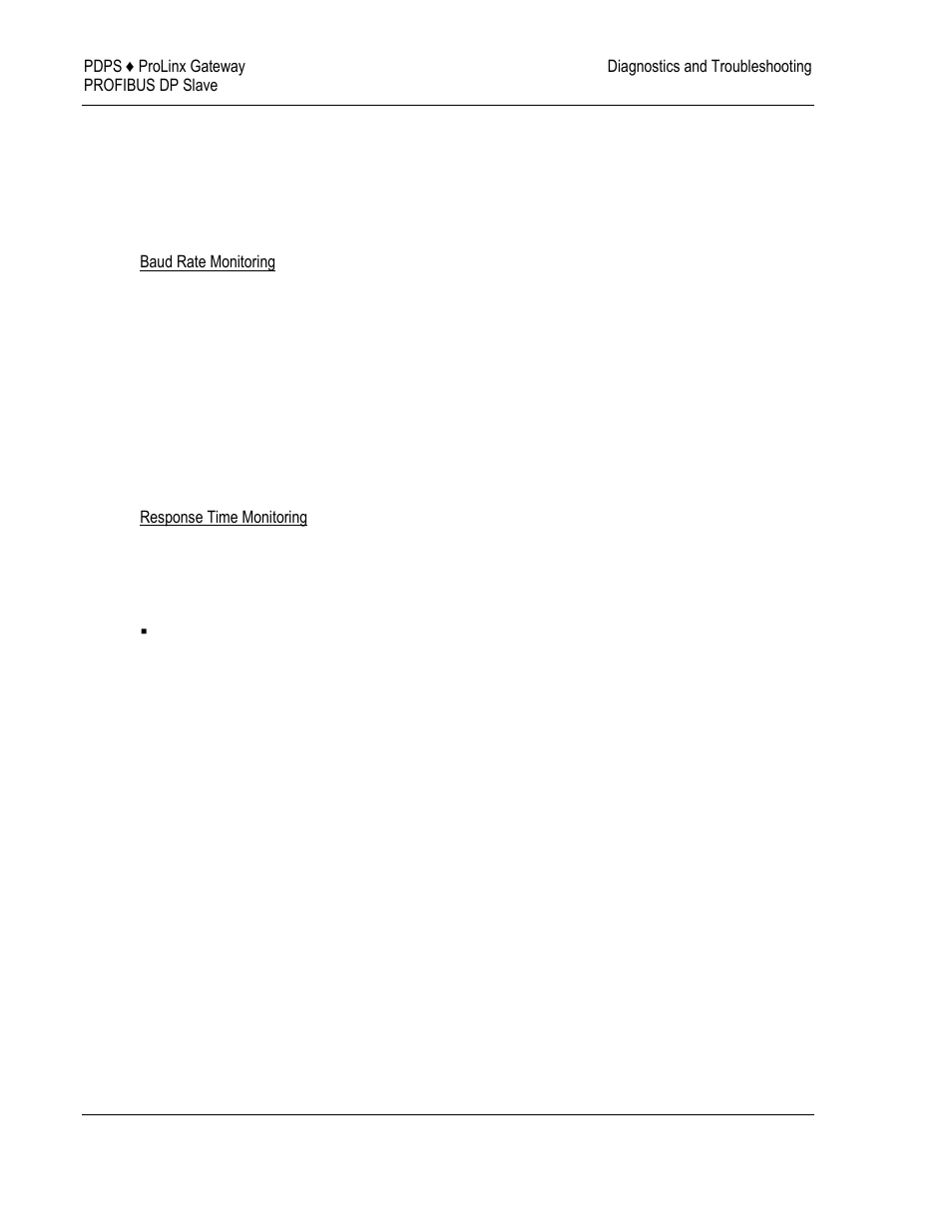 Baud rate monitoring, Response time monitoring | ProSoft Technology 5205-DFNT-PDPS User Manual | Page 46 / 61