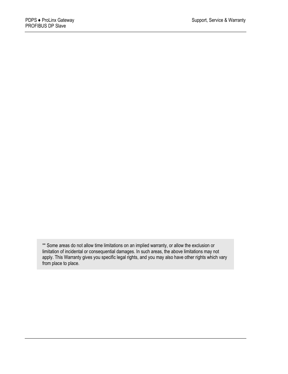 Disclaimer of all other warranties, Limitation of remedies, Time limit for bringing suit | ProSoft Technology 5205-DFNT-PDPS User Manual | Page 58 / 61