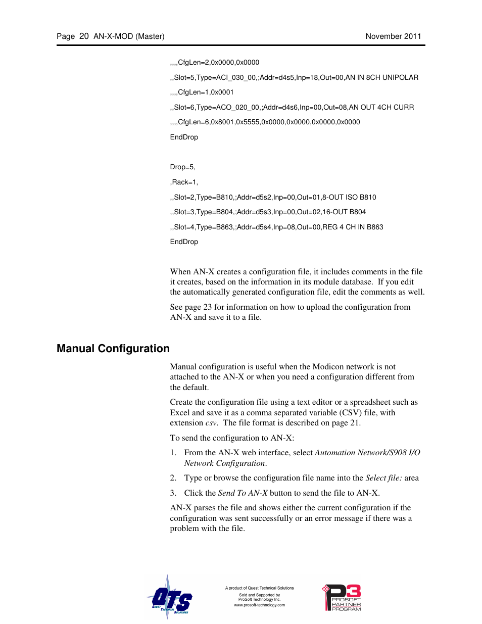 Manual configuration | ProSoft Technology AN-X-MOD User Manual | Page 24 / 79