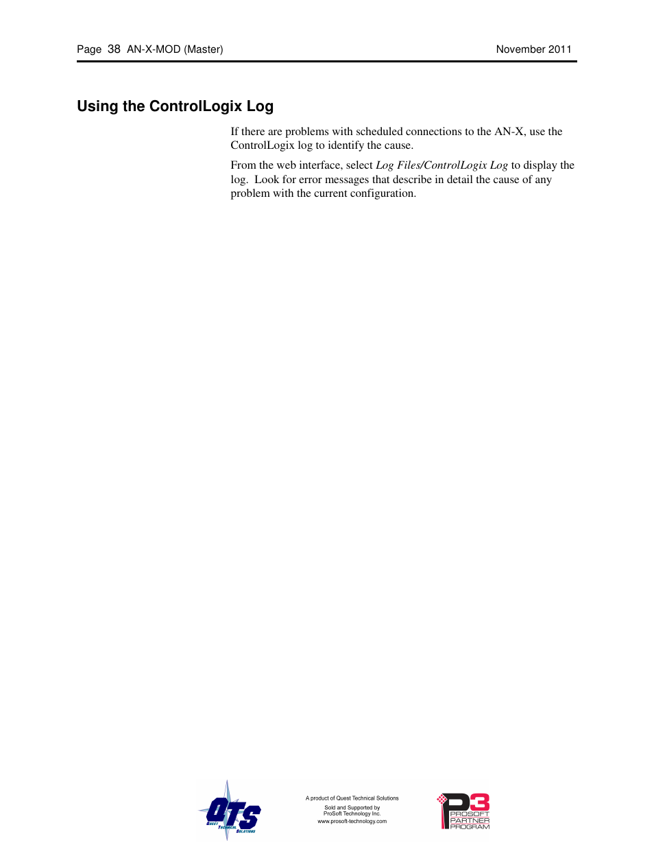 Using the controllogix log | ProSoft Technology AN-X-MOD User Manual | Page 42 / 79