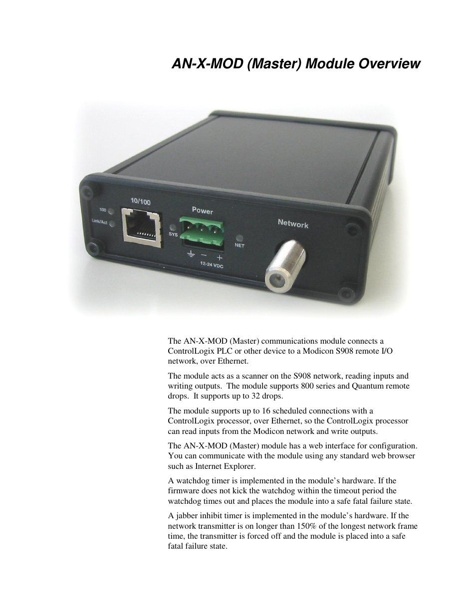 An-x-mod (master) module overview | ProSoft Technology AN-X-MOD User Manual | Page 6 / 79