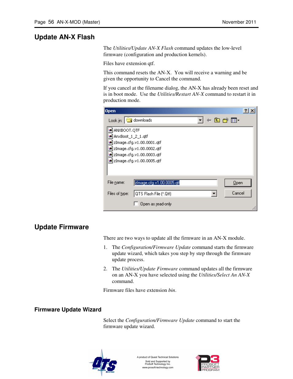 Update an-x flash, Update firmware | ProSoft Technology AN-X-MOD User Manual | Page 60 / 79