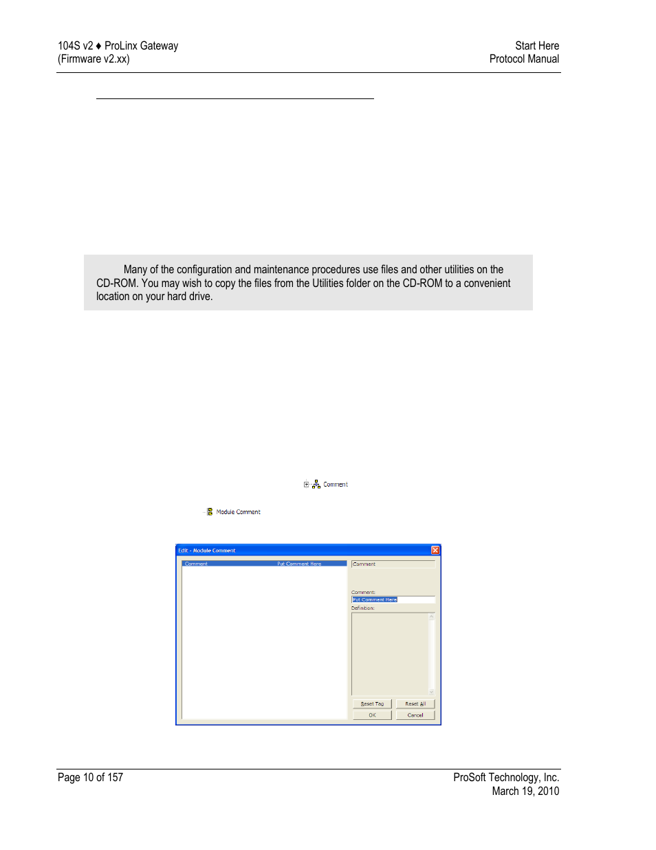 Using the online help, To create optional comment entries | ProSoft Technology 5201-DFNT-104S User Manual | Page 10 / 157