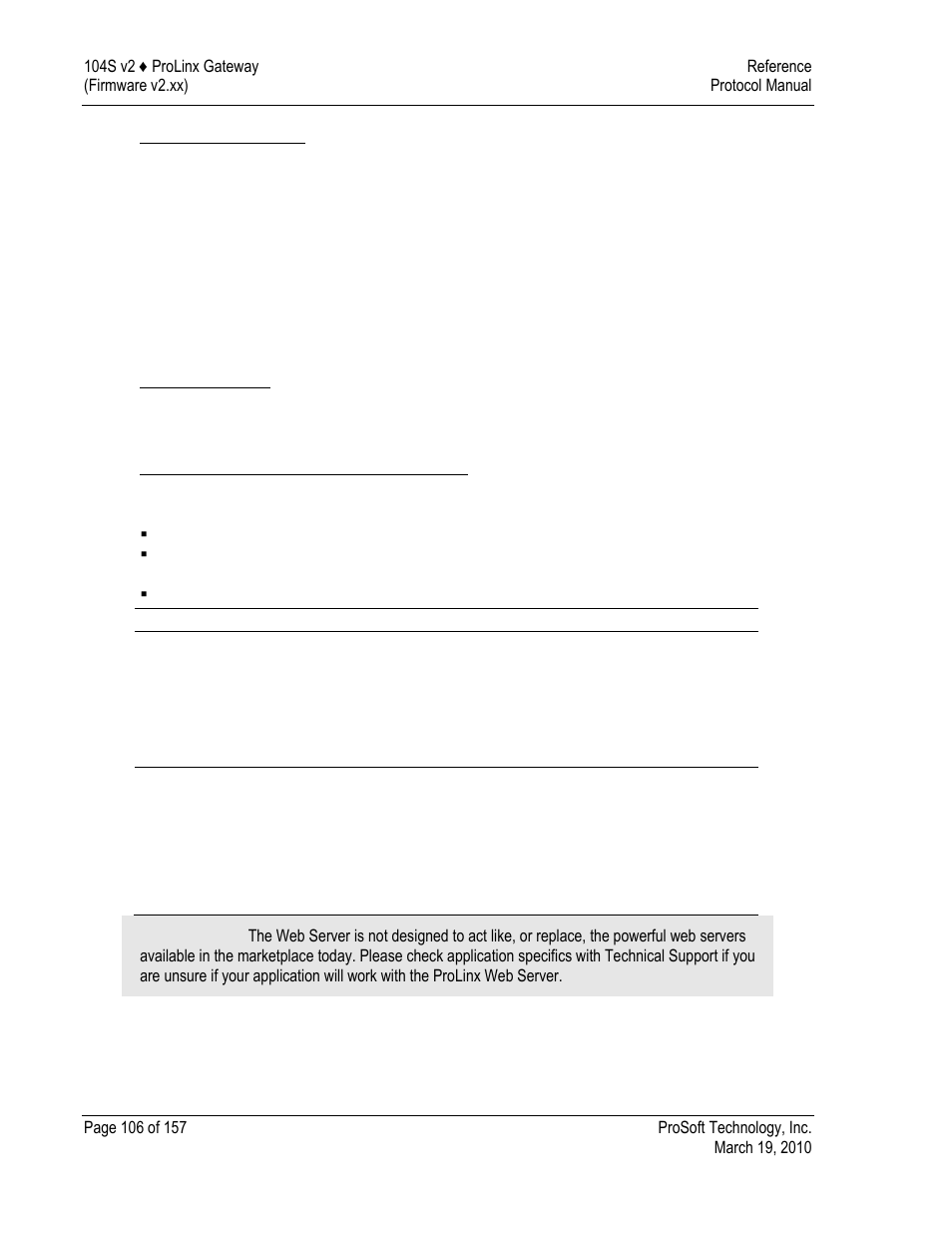 Application data area, Status data area, Optional web server for ethernet solutions | ProSoft Technology 5201-DFNT-104S User Manual | Page 106 / 157