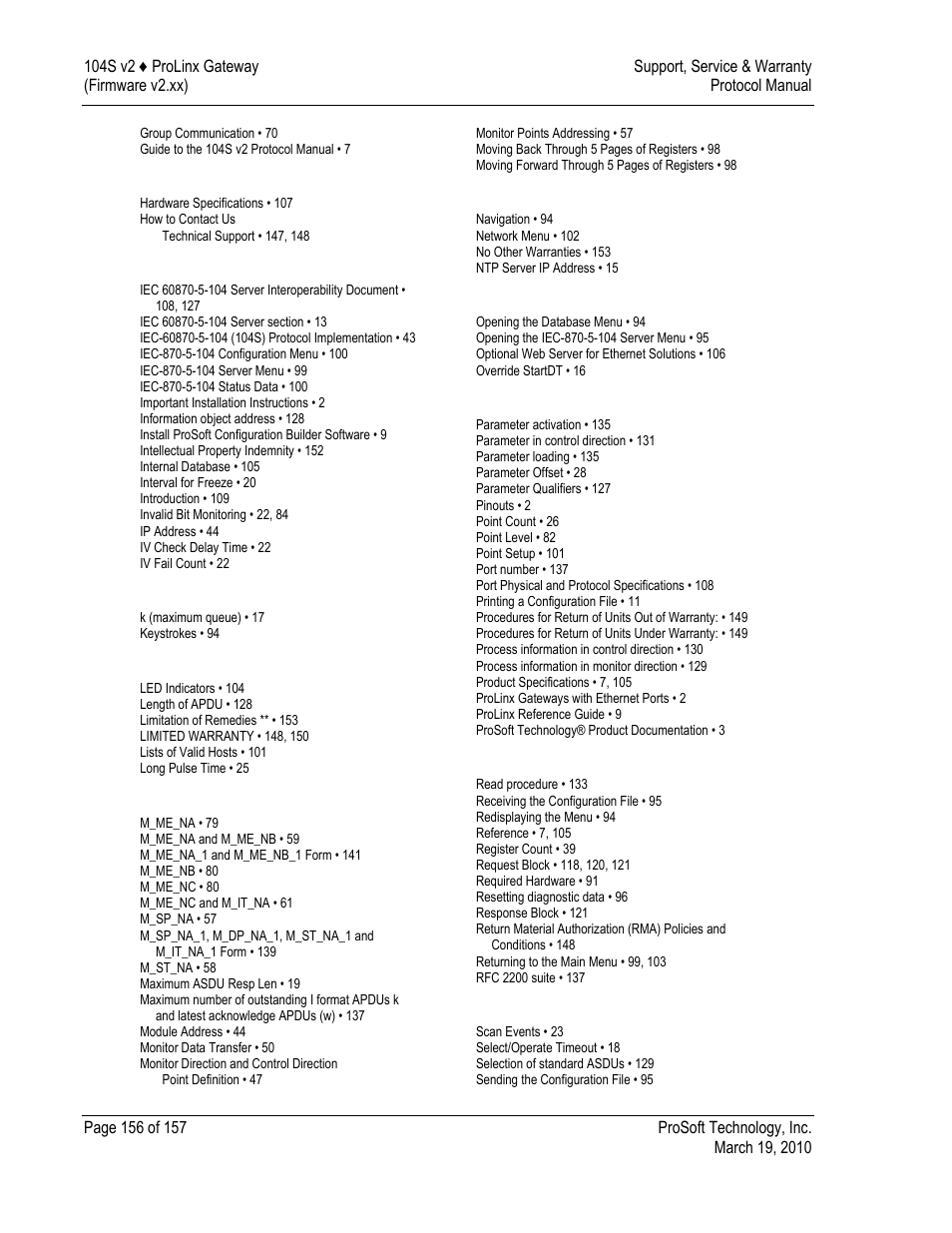 ProSoft Technology 5201-DFNT-104S User Manual | Page 156 / 157