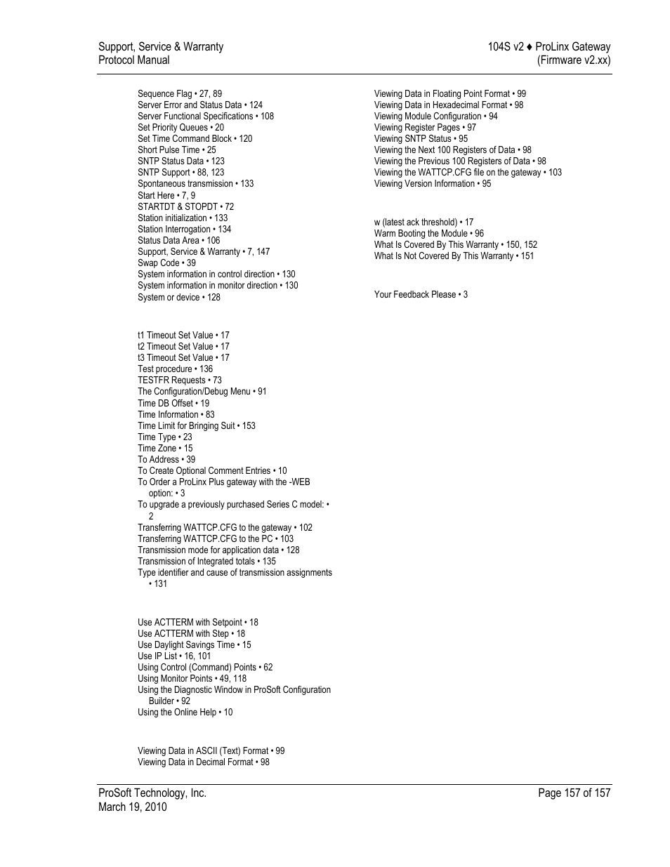 ProSoft Technology 5201-DFNT-104S User Manual | Page 157 / 157