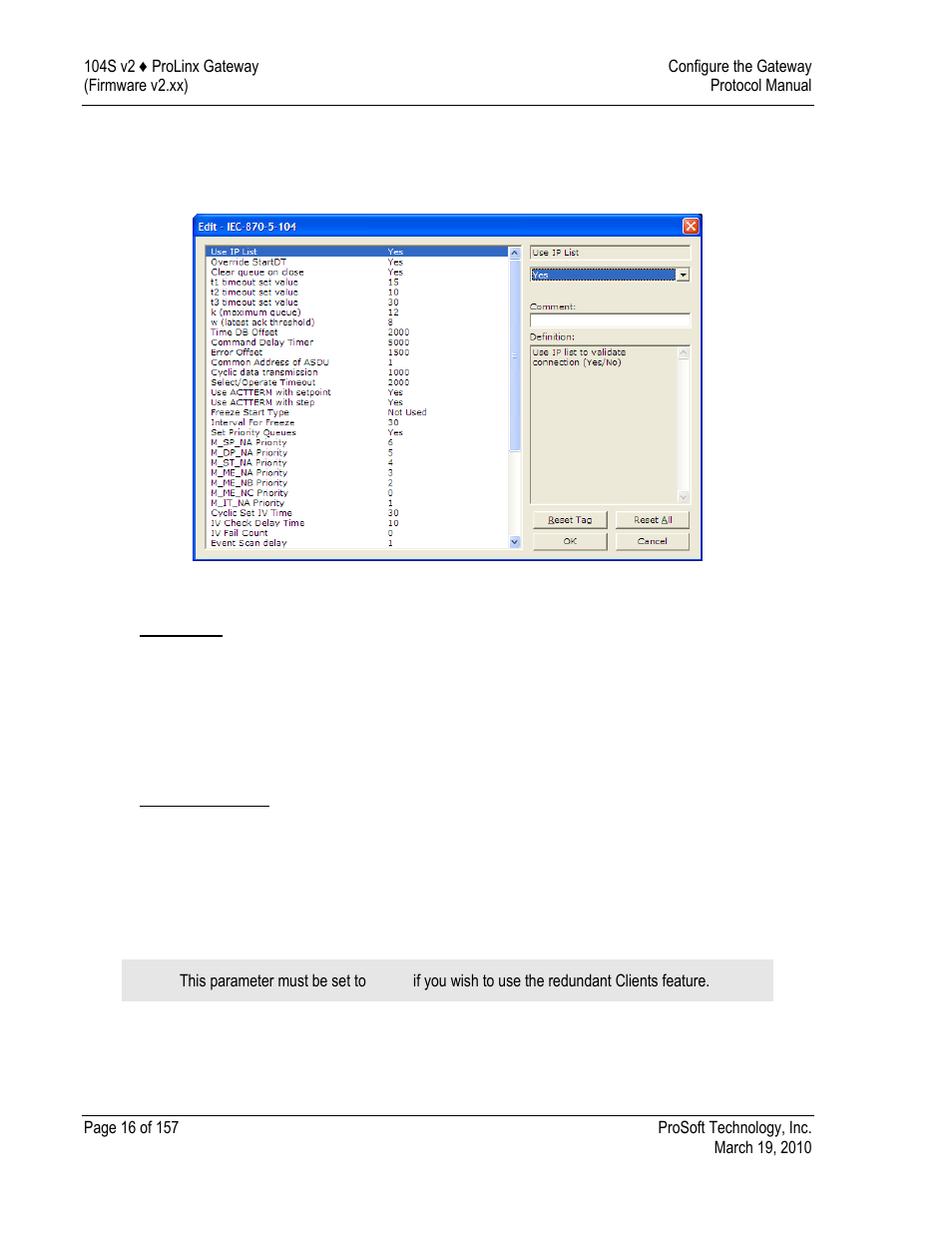 Iec-870-5-104, Use ip list, Override startdt | ProSoft Technology 5201-DFNT-104S User Manual | Page 16 / 157