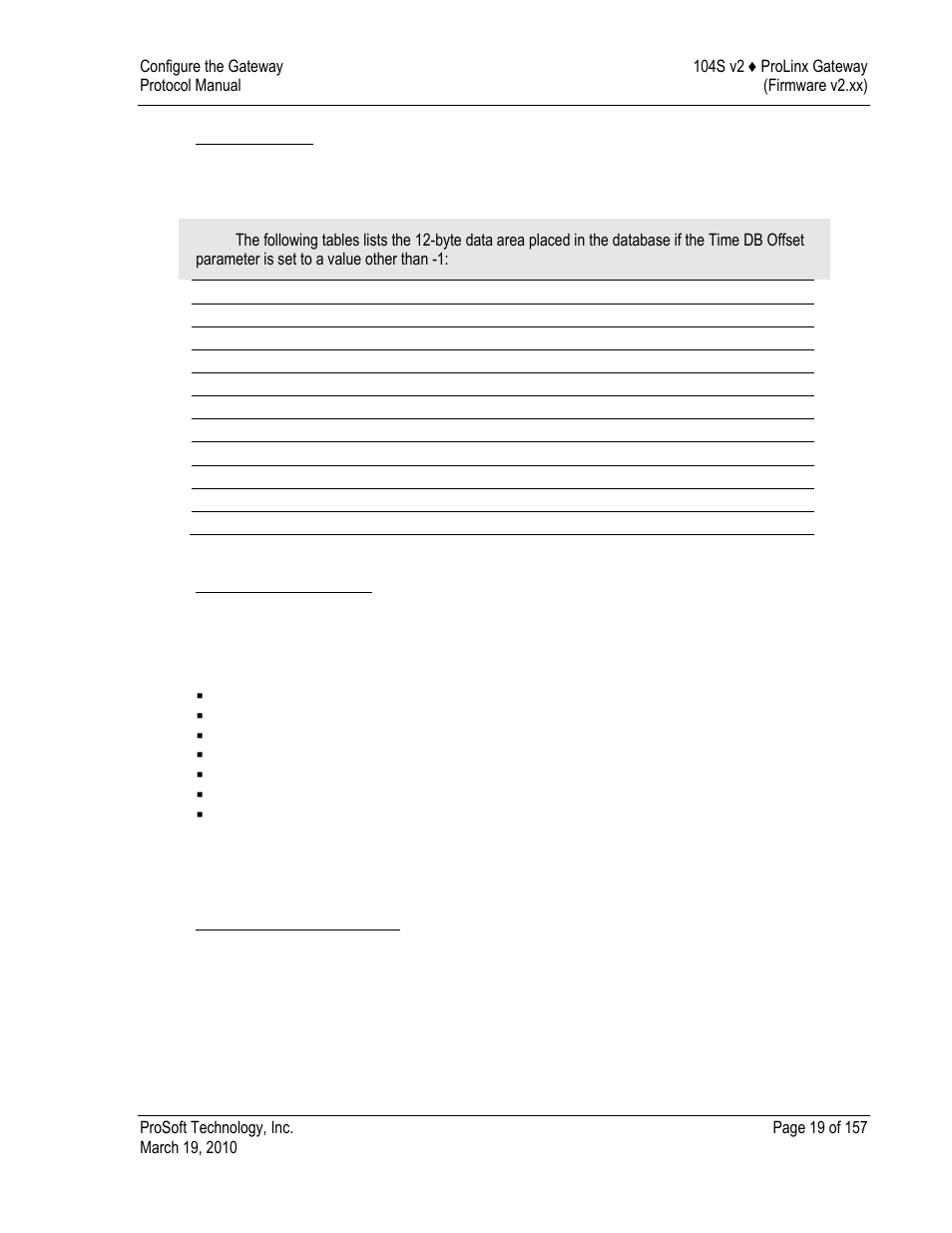 Time db offset, Command delay timer, Maximum asdu resp len | ProSoft Technology 5201-DFNT-104S User Manual | Page 19 / 157