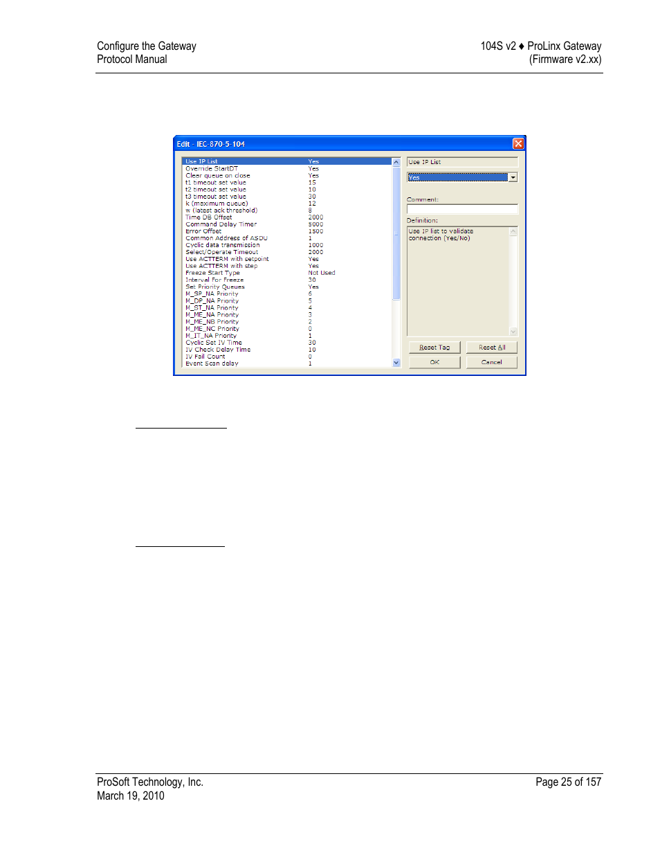 Iec-870-5-104 database, Short pulse time, Long pulse time | ProSoft Technology 5201-DFNT-104S User Manual | Page 25 / 157