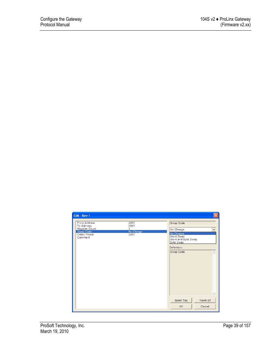 From address, To address, Register count | Swap code | ProSoft Technology 5201-DFNT-104S User Manual | Page 39 / 157