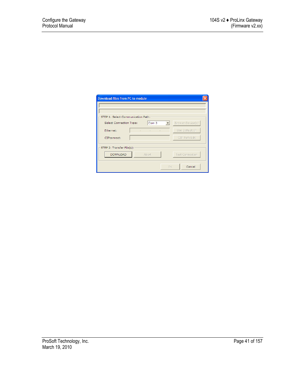 Downloading a file from pc to the gateway | ProSoft Technology 5201-DFNT-104S User Manual | Page 41 / 157