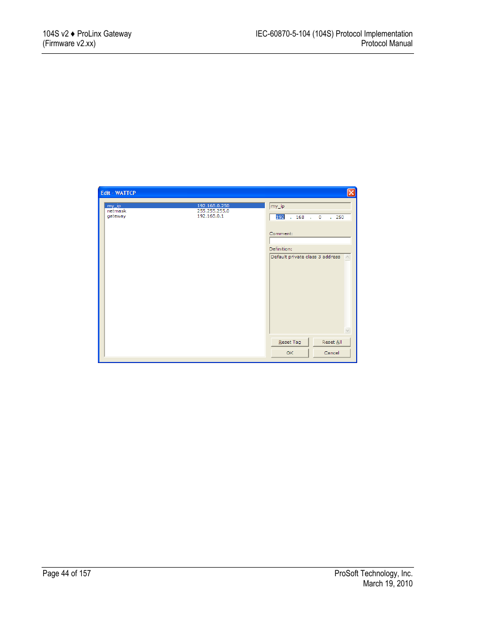 Module address, Ip address | ProSoft Technology 5201-DFNT-104S User Manual | Page 44 / 157