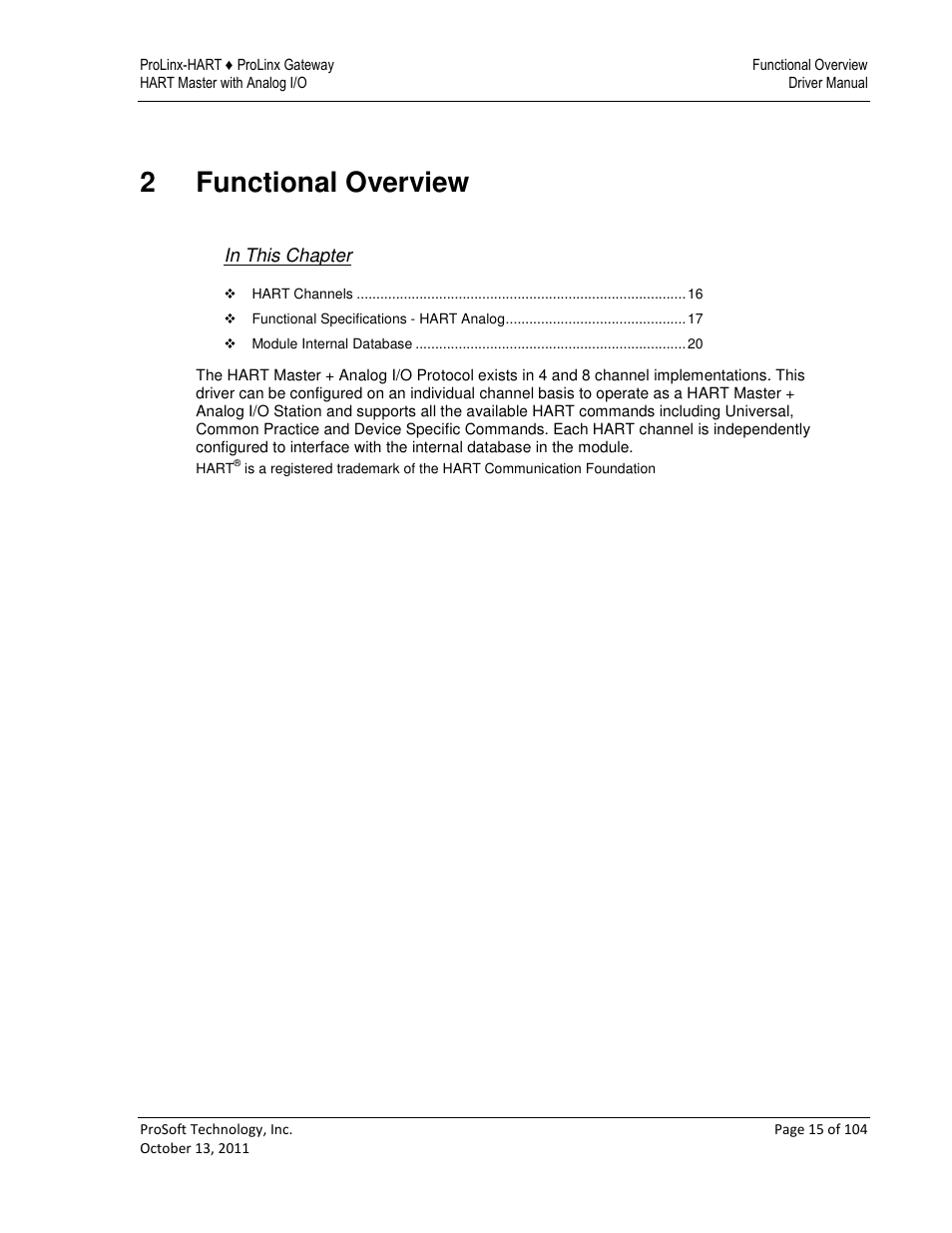 2functional overview | ProSoft Technology 5228-DFNT-HART User Manual | Page 15 / 104