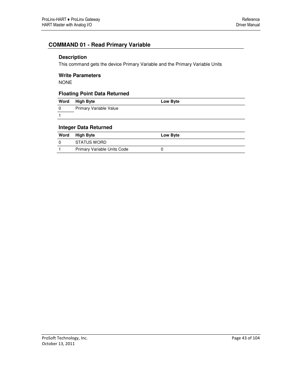 ProSoft Technology 5228-DFNT-HART User Manual | Page 43 / 104