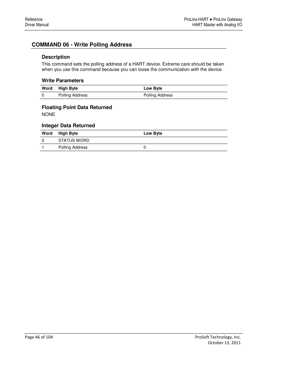 ProSoft Technology 5228-DFNT-HART User Manual | Page 46 / 104