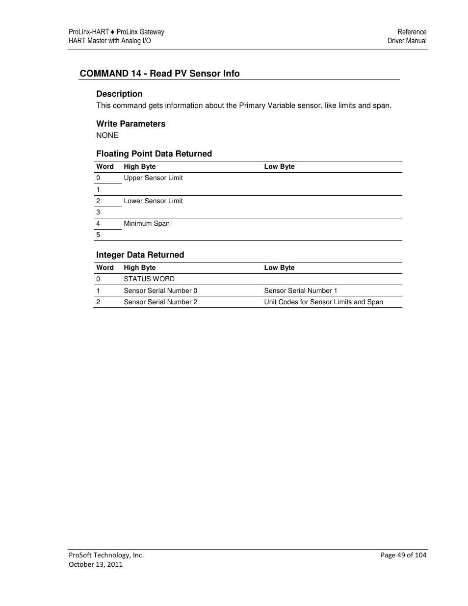 ProSoft Technology 5228-DFNT-HART User Manual | Page 49 / 104