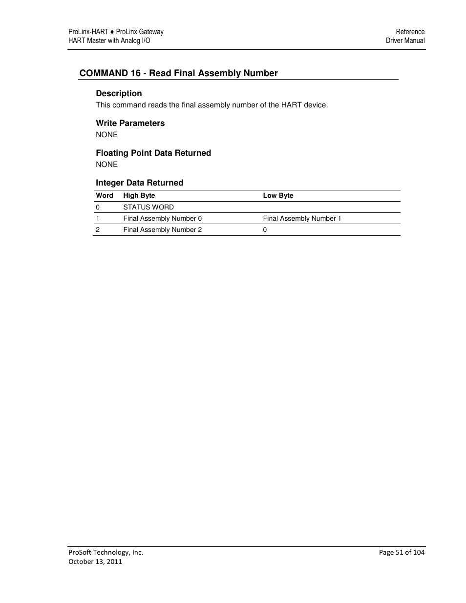 ProSoft Technology 5228-DFNT-HART User Manual | Page 51 / 104