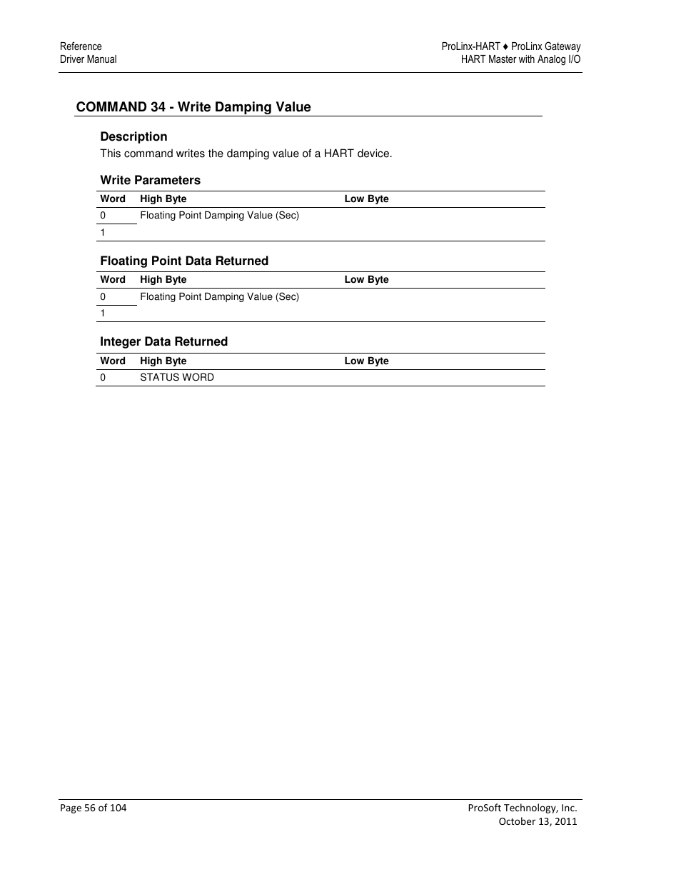 ProSoft Technology 5228-DFNT-HART User Manual | Page 56 / 104