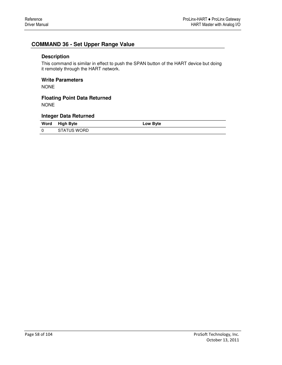 ProSoft Technology 5228-DFNT-HART User Manual | Page 58 / 104