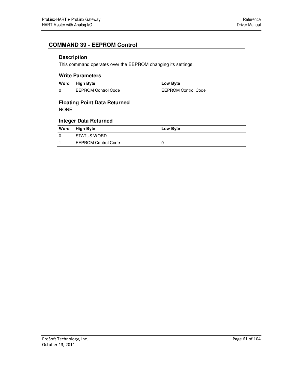 ProSoft Technology 5228-DFNT-HART User Manual | Page 61 / 104