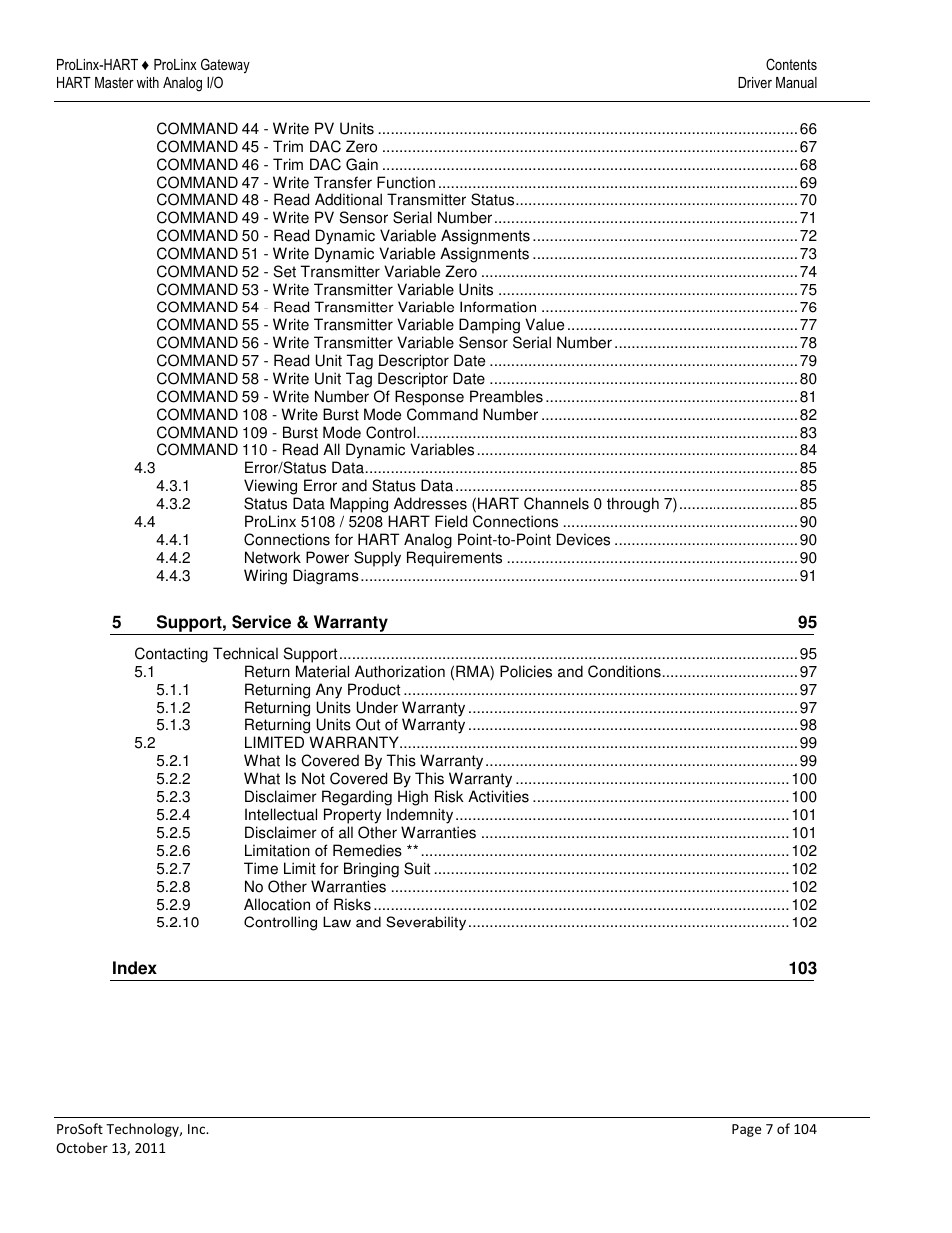 ProSoft Technology 5228-DFNT-HART User Manual | Page 7 / 104