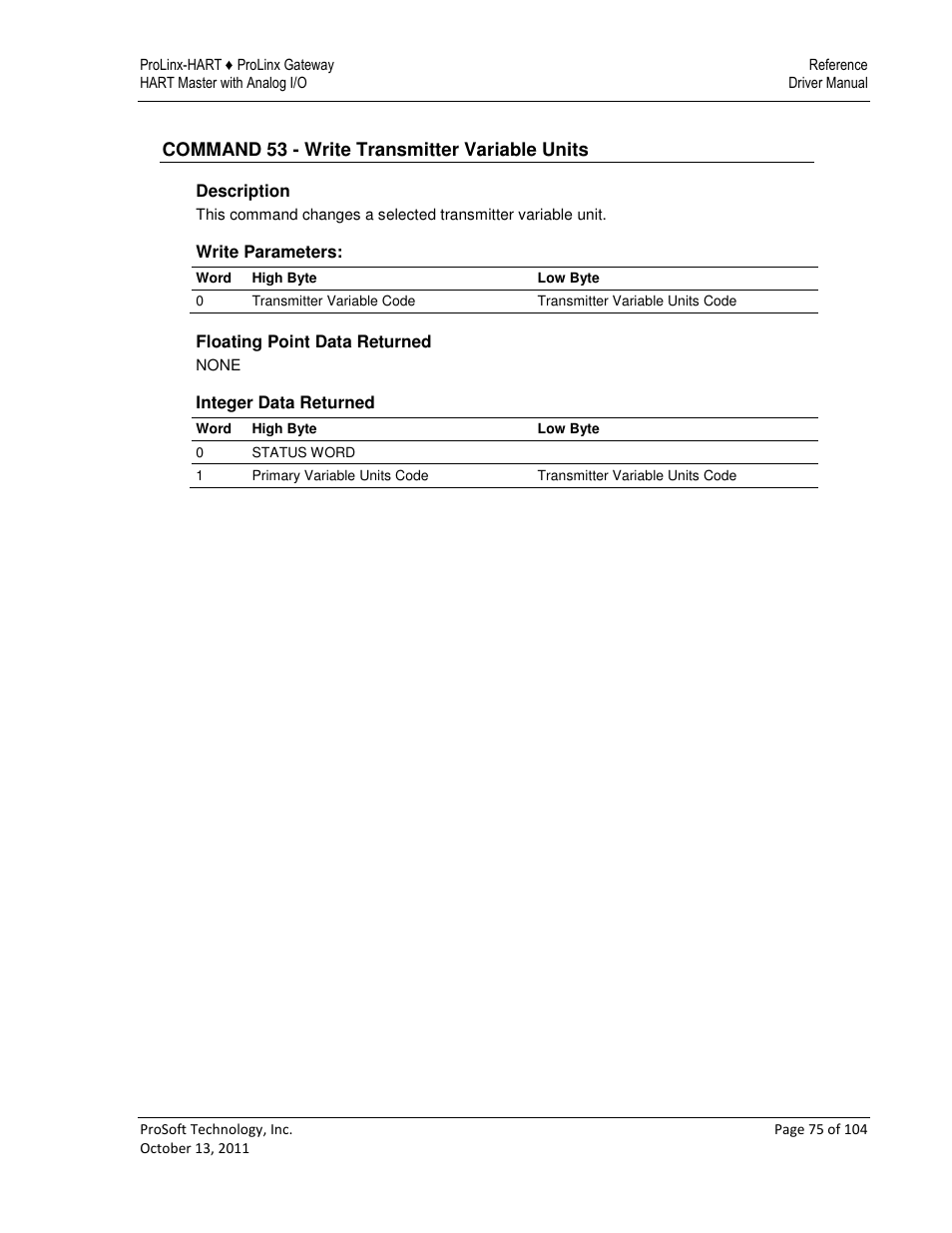 ProSoft Technology 5228-DFNT-HART User Manual | Page 75 / 104