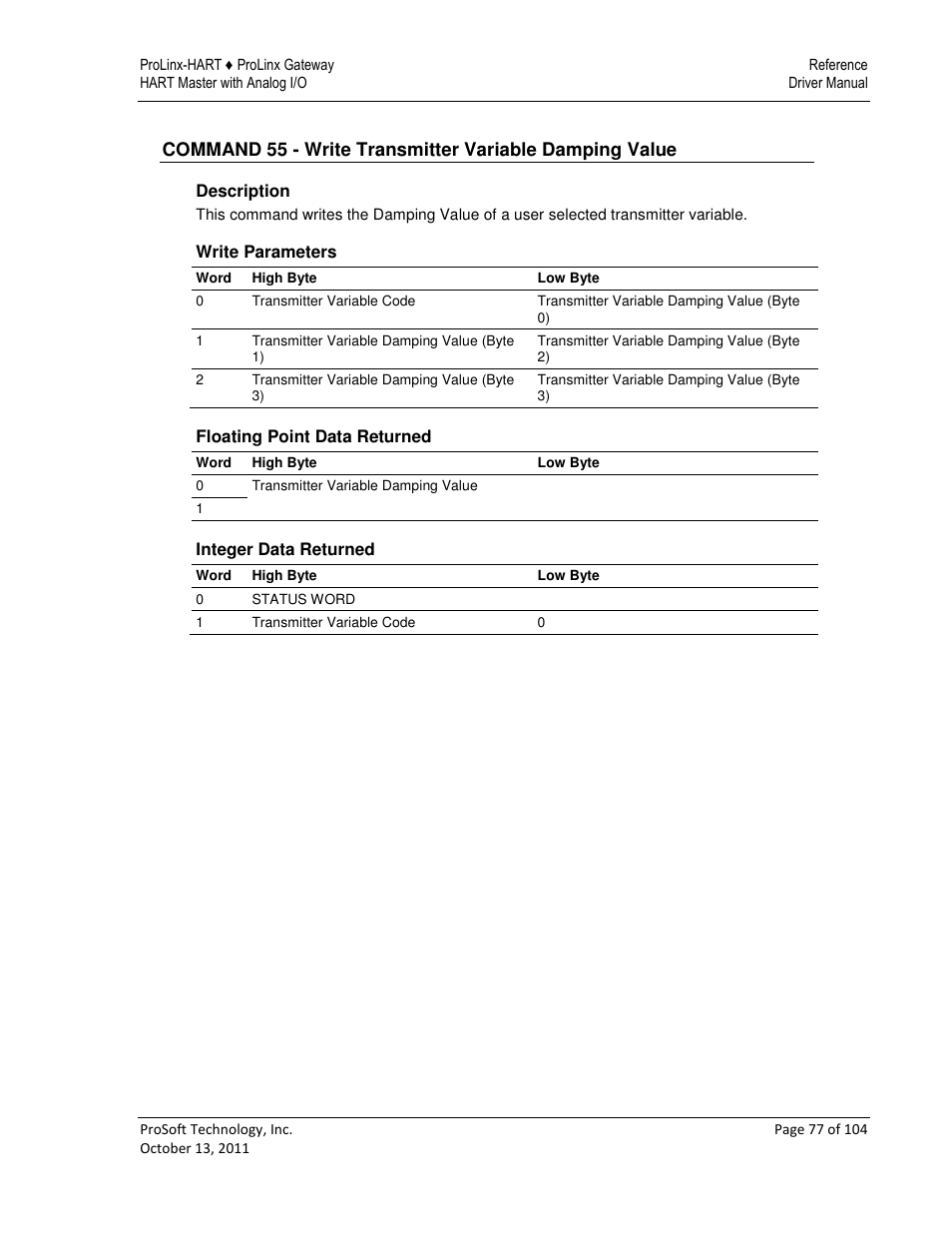 ProSoft Technology 5228-DFNT-HART User Manual | Page 77 / 104